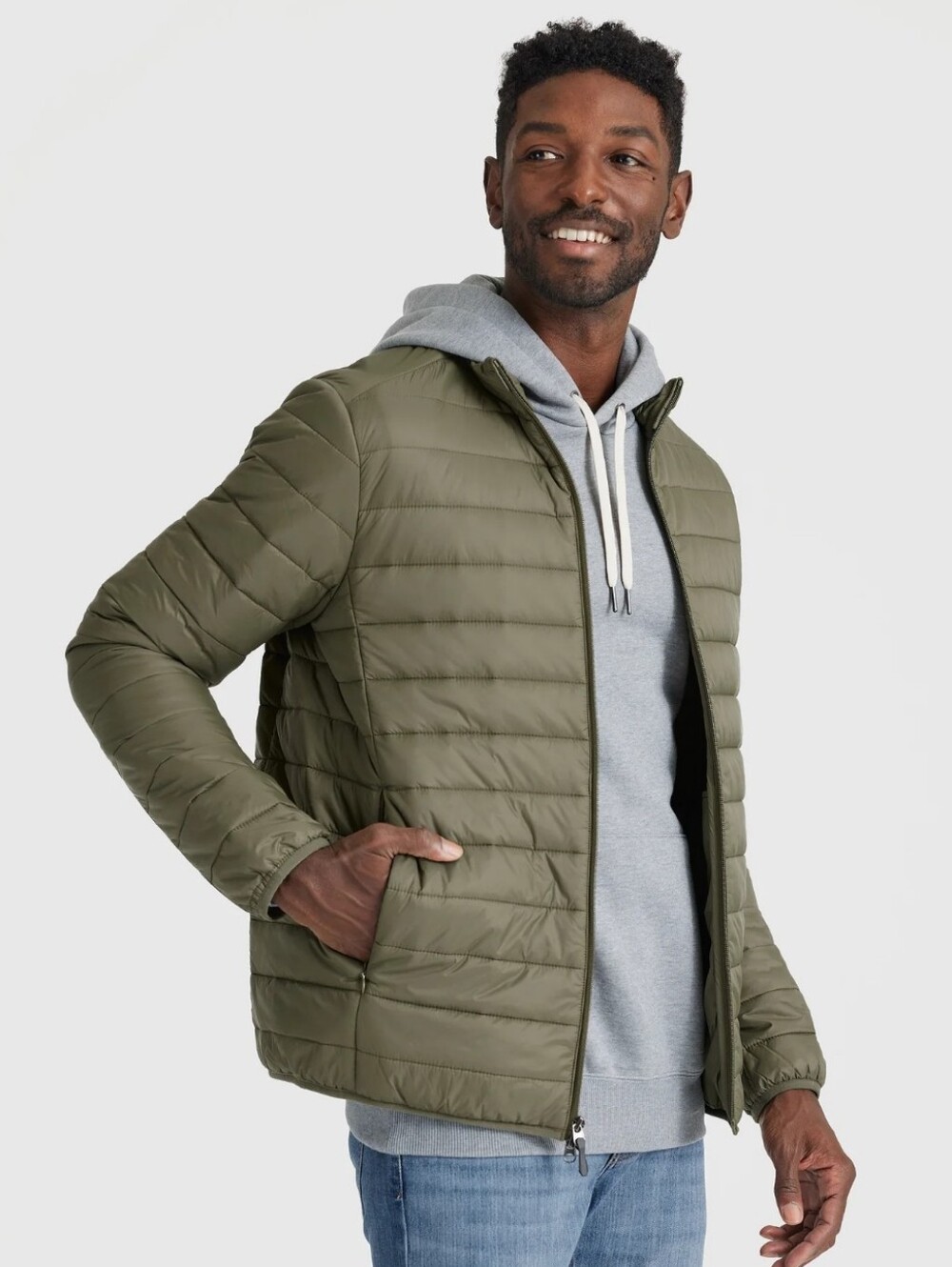 True Classic Men's Military Green Puffer Jacket Size 2XL